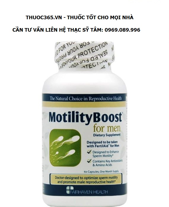 Hình 1: Thuốc Motility Boost for Men giúp tăng độ di chuyển của tinh trùng