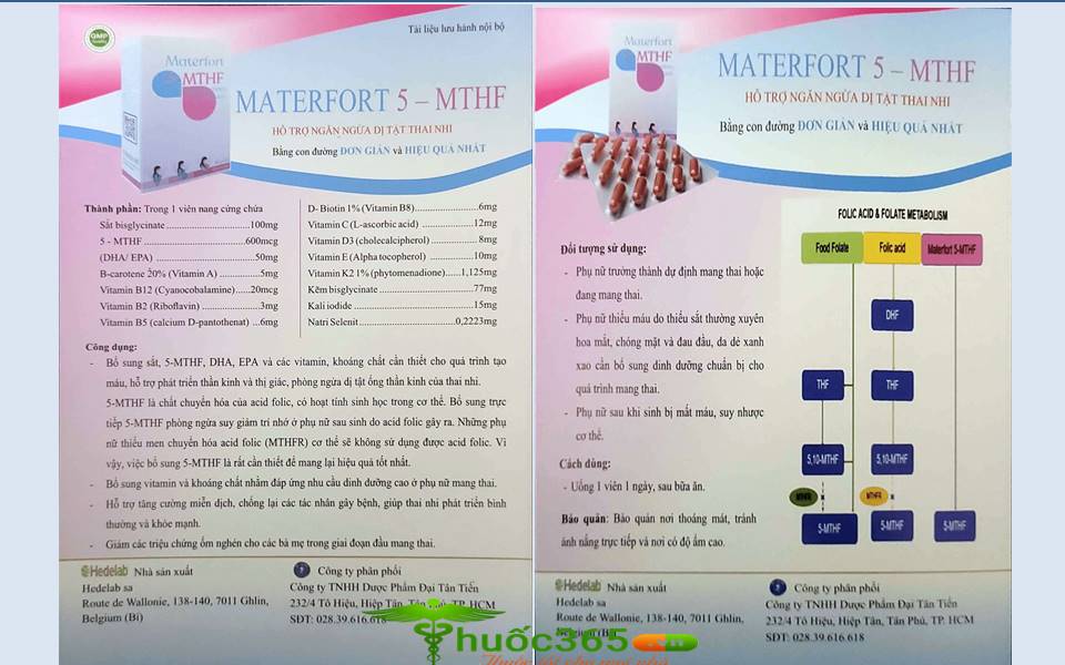 tờ hướng dẫn sử dụng Materfort 5-MTHF