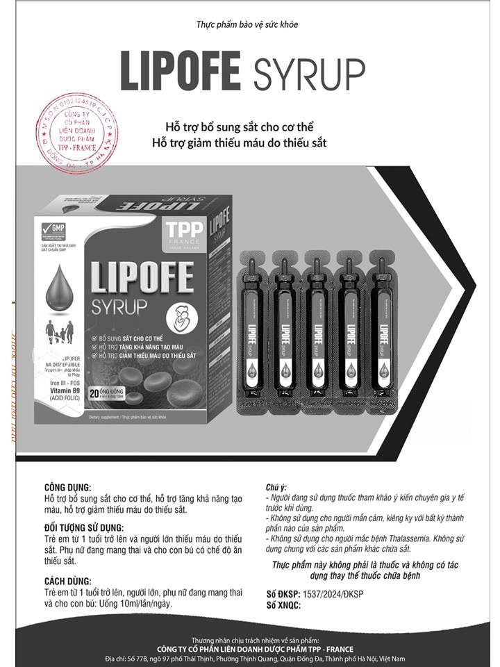 LIPOFE SYRUP bổ sung sắt